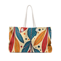 Colorful Tropical Leaves Weekender Bag | Boho Beach Large Tote bag-2