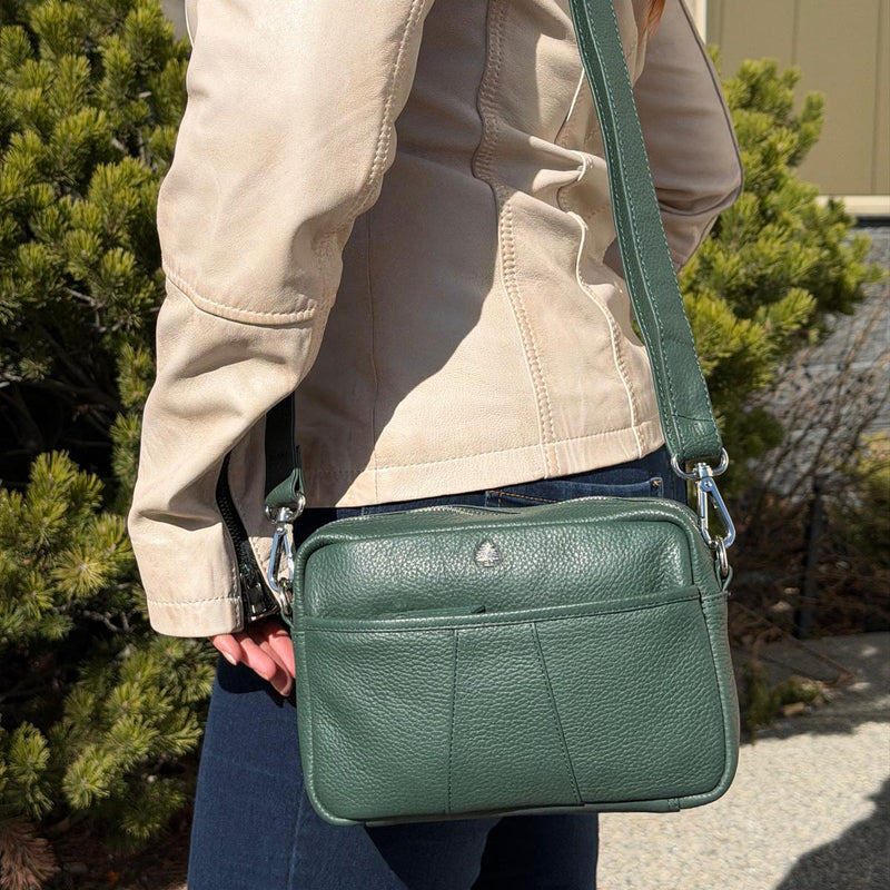 Greenwood Leather Mini Crossbody Bag. Premium Full-Grain Pebbled Leather Handbag-5