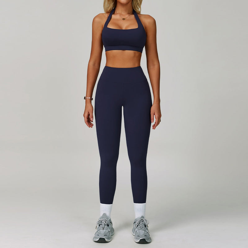 Women’s Backless Halter Yoga Workout Set – Tight-Fit Quick-Dry Activewear-6