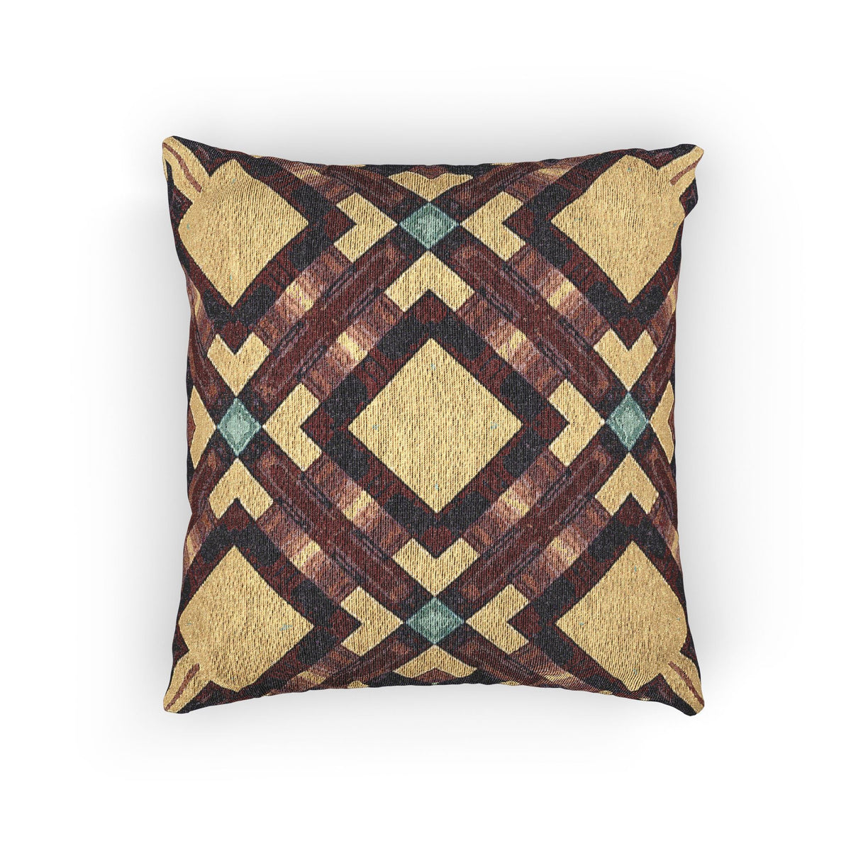Woven Pillow — Geometric Boho Throw Pillow with Warm Earth Tones-12