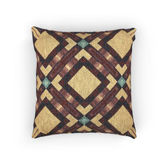 Woven Pillow — Geometric Boho Throw Pillow with Warm Earth Tones-12