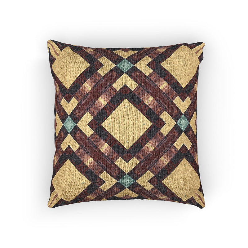 Woven Pillow — Geometric Boho Throw Pillow with Warm Earth Tones-12
