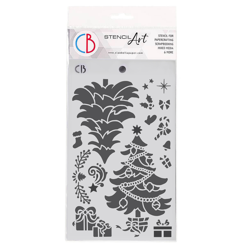 Ciao Bella Texture Stencil 5"x8" ChristmasTree-1