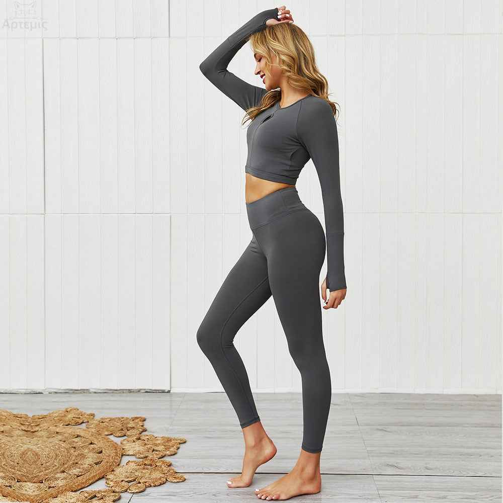 Women's Tight Long Sleeve Sports Suit – Quick-Dry Fitness Set-2