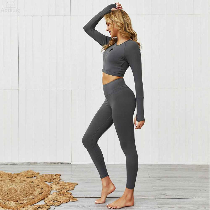Women's Tight Long Sleeve Sports Suit – Quick-Dry Fitness Set-2