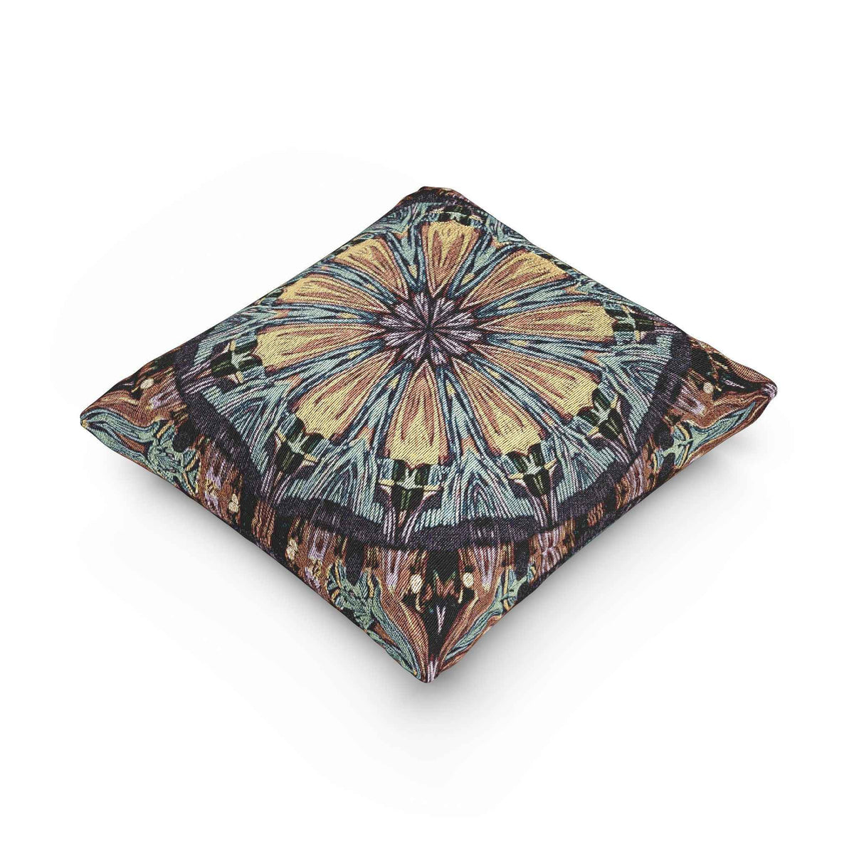 Geometric Mandala Woven Pillow | Boho Tile Decorative Cushion-9