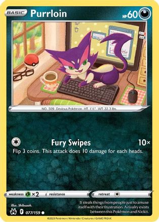 Purrloin 77/159 - SWSH Crown Zenith-1
