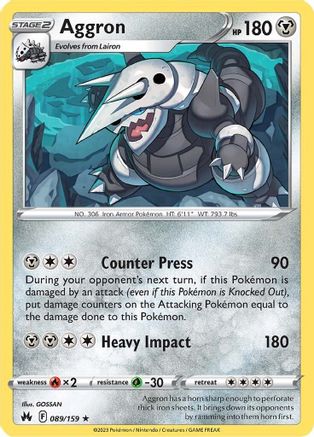 Aggron 89/159 - SWSH Crown Zenith Reverse Holofoil-1