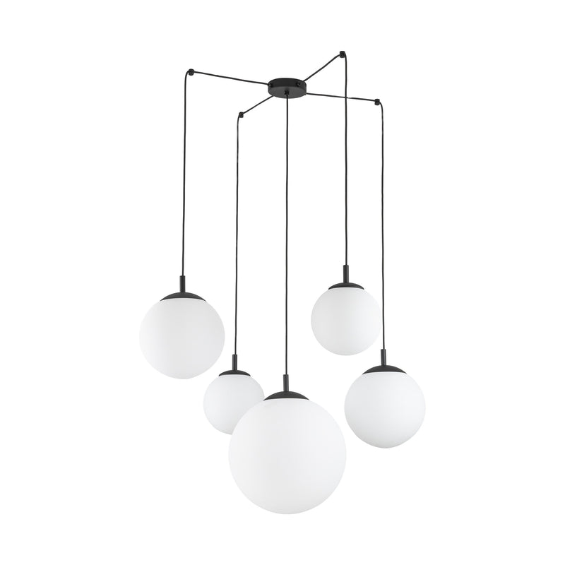 ESME White Opal Glass 5-Light Spider Pendant for Dining Table, Stairwell & Living Room-1