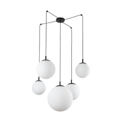 ESME White Opal Glass 5-Light Spider Pendant for Dining Table, Stairwell & Living Room-6