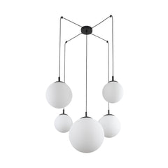 ESME White Opal Glass 5-Light Spider Pendant for Dining Table, Stairwell & Living Room-4