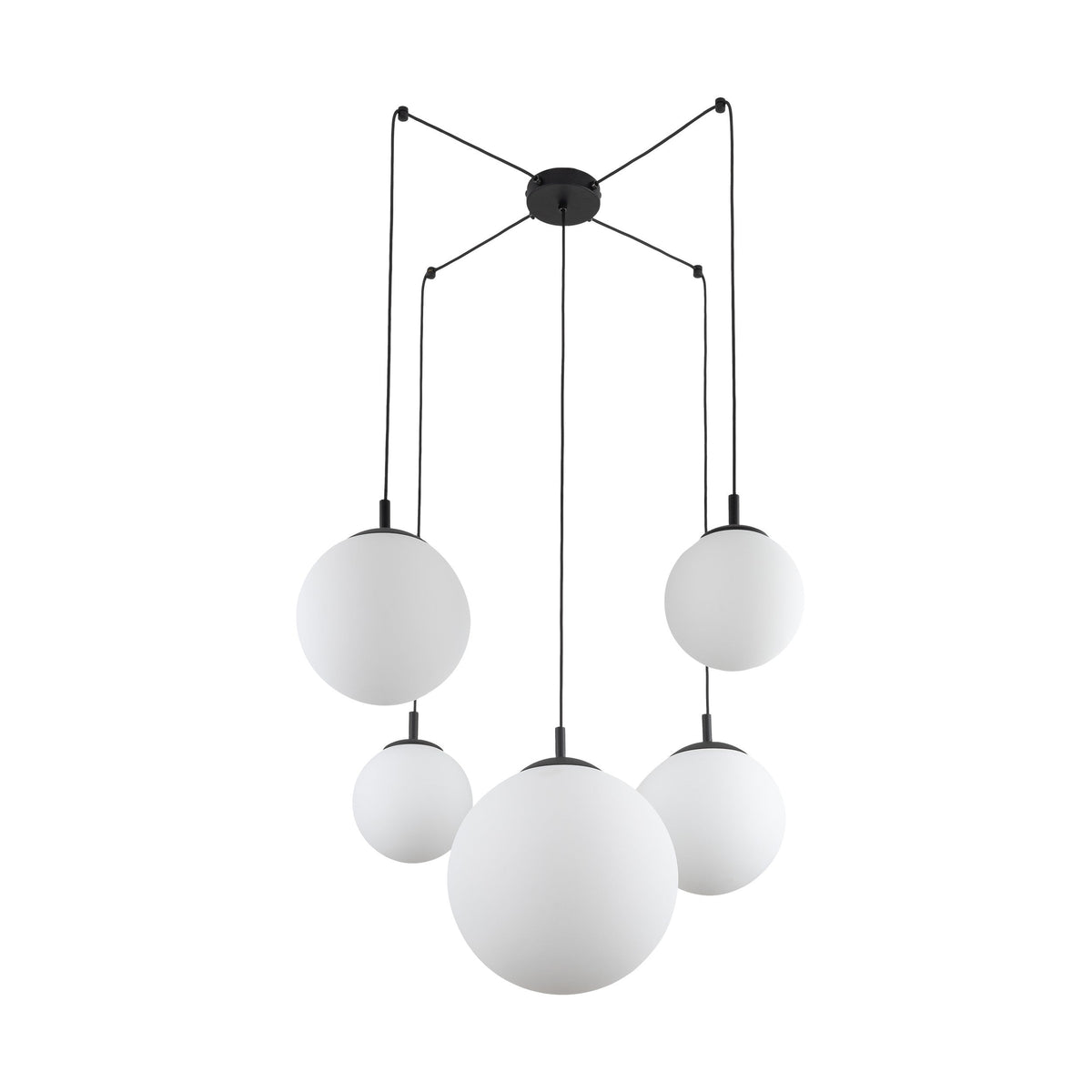 ESME White Opal Glass 5-Light Spider Pendant for Dining Table, Stairwell & Living Room-4