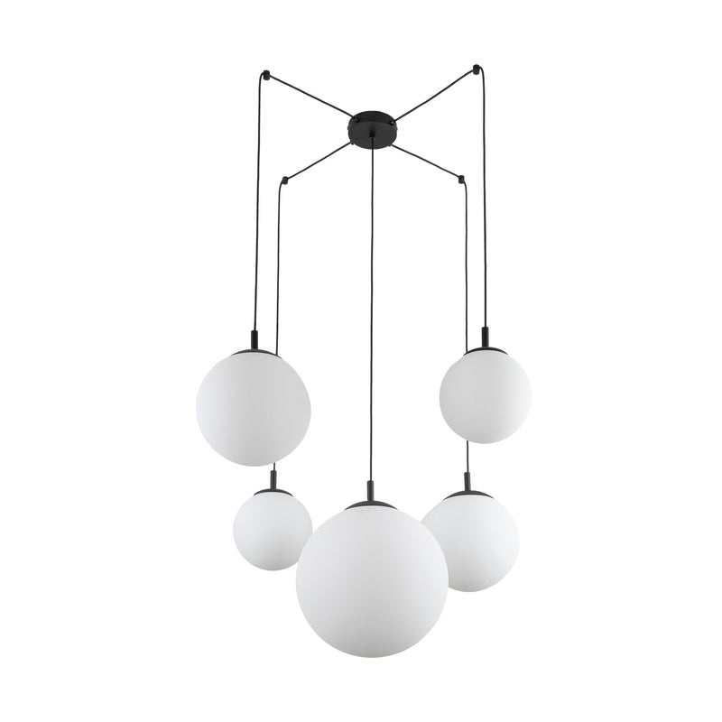 ESME White Opal Glass 5-Light Spider Pendant for Dining Table, Stairwell & Living Room-4