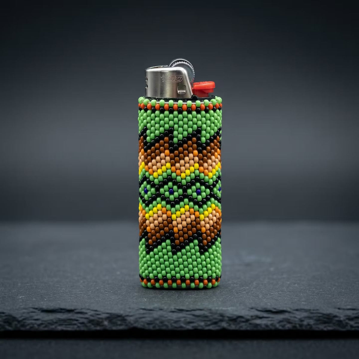 Yellow and white Beaded Lighter Case-4
