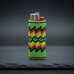 Yellow and white Beaded Lighter Case-4