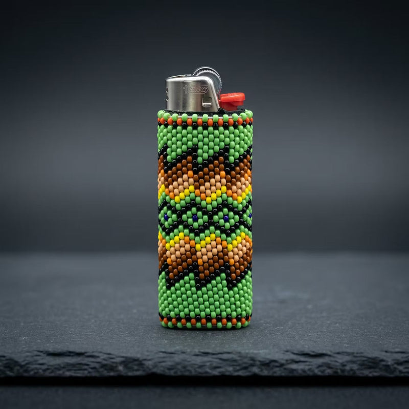 Yellow and white Beaded Lighter Case-4