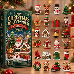 24 Day Mini Christmas Brick Ornament Advent Calendar - Festive Holiday Decoration Building Set-1