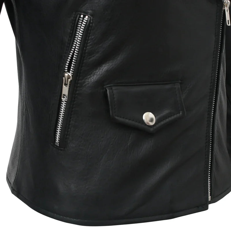 Women’s Lightweight Leather Fashion Jacket | Soft Naked Cowhide Casual Moto Style-19