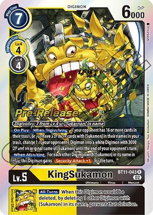 KingSukamon (BT11-043) - Dimensional Phase Pre-Release Cards Foil-1