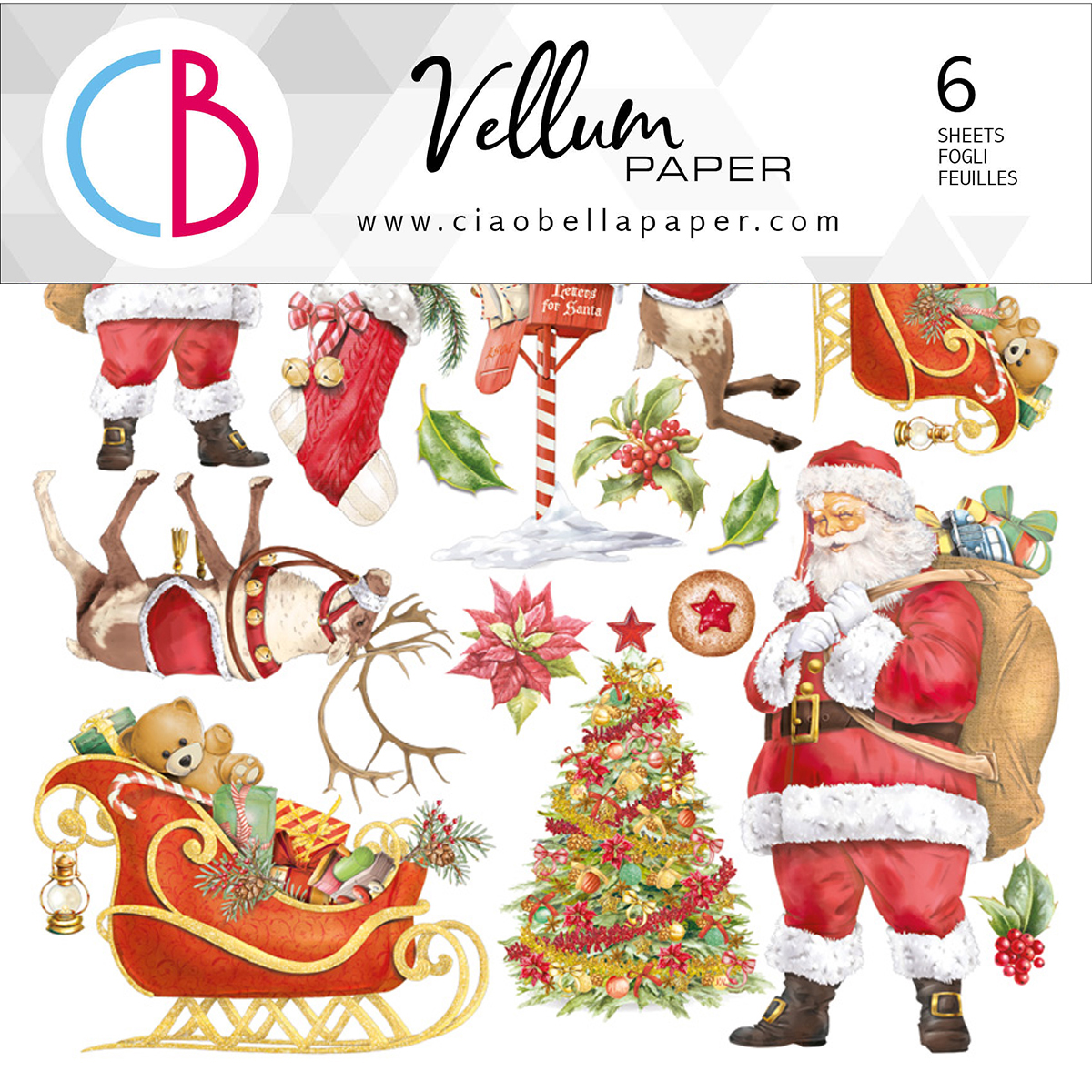 Ciao Bella Vélin Cher Père Noël Découpes 15,2x15,2cm 6/Paq-1
