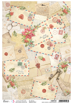 Ciao Bella Rice Paper A4 Piuma Santa Correspondance Joyeuse - 5 Feuilles-1