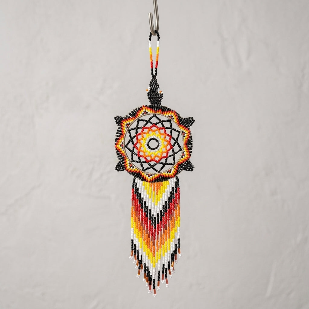 Black Sun Star Beaded Dream Catcher-1