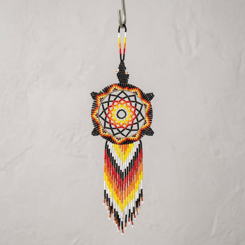 Black Sun Star Beaded Dream Catcher-1