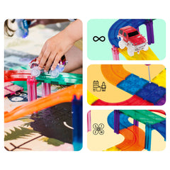 PicassoTiles 30pc Magnetic Race Track Building Set - Ages 3+-6