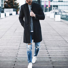 Men's Winter Long Trench Coat-7