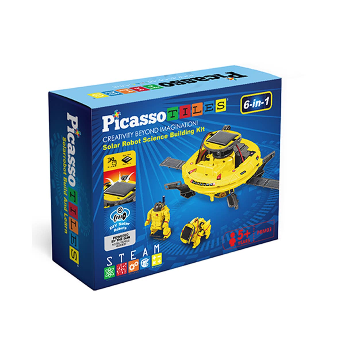 PicassoTiles - PicassoTiles 6-in-1 STEM Kids Solar Powered UFO Robot Kit - Ages 8+-8
