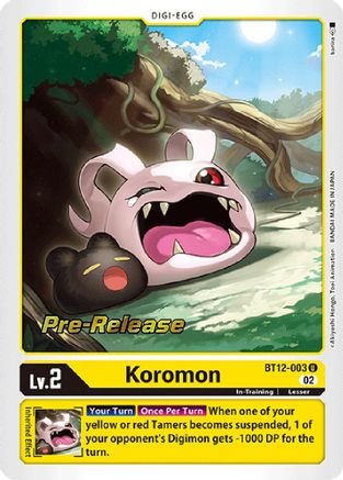 Koromon (BT12-003) - Across Time Pre-Release Cards Foil-1