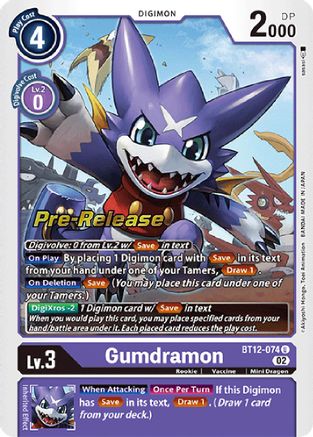 Gumdramon (BT12-074) - Across Time Pre-Release Cards Foil-1