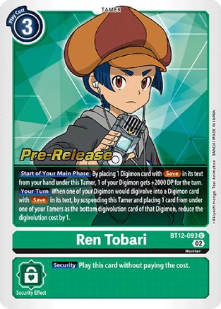 Ren Tobari (BT12-093) - Across Time Pre-Release Cards-1