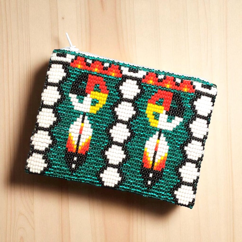 Feather with Dreamcatcher Beaded coin purse-7