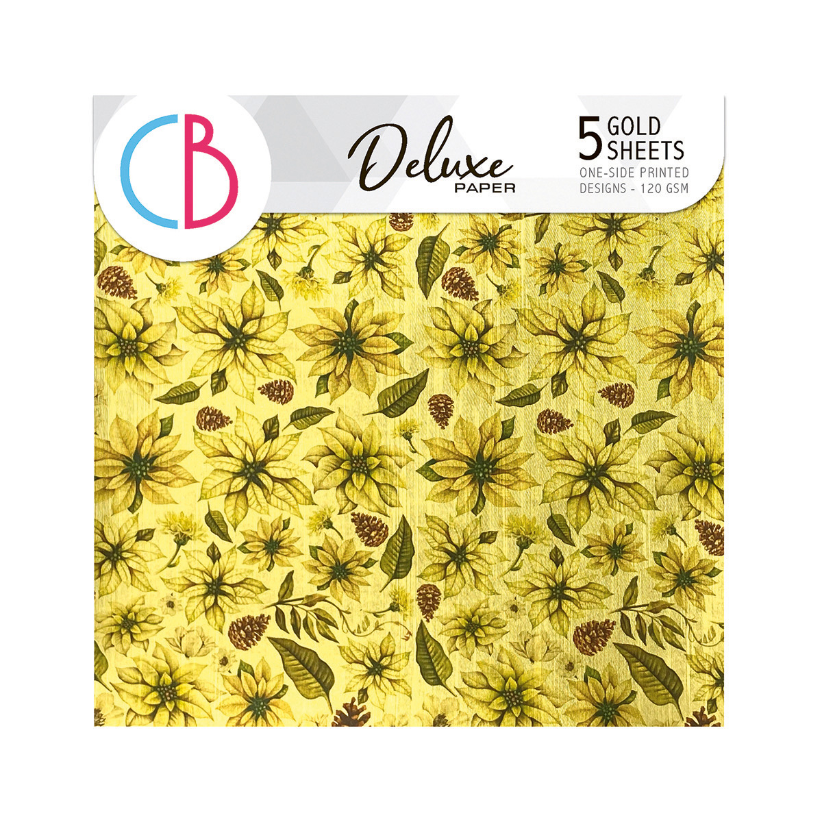 Papel decorativo navideño Sparkling Deluxe, dorado, 6"x6", 5 unidades/paquete