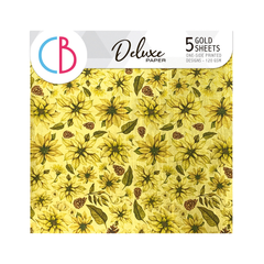 Papel decorativo navideño Sparkling Deluxe, dorado, 6"x6", 5 unidades/paquete-1