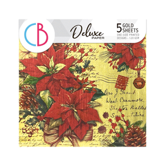 Papel decorativo Christmas Vibes Deluxe, dorado, 6"x6", paquete de 5-1