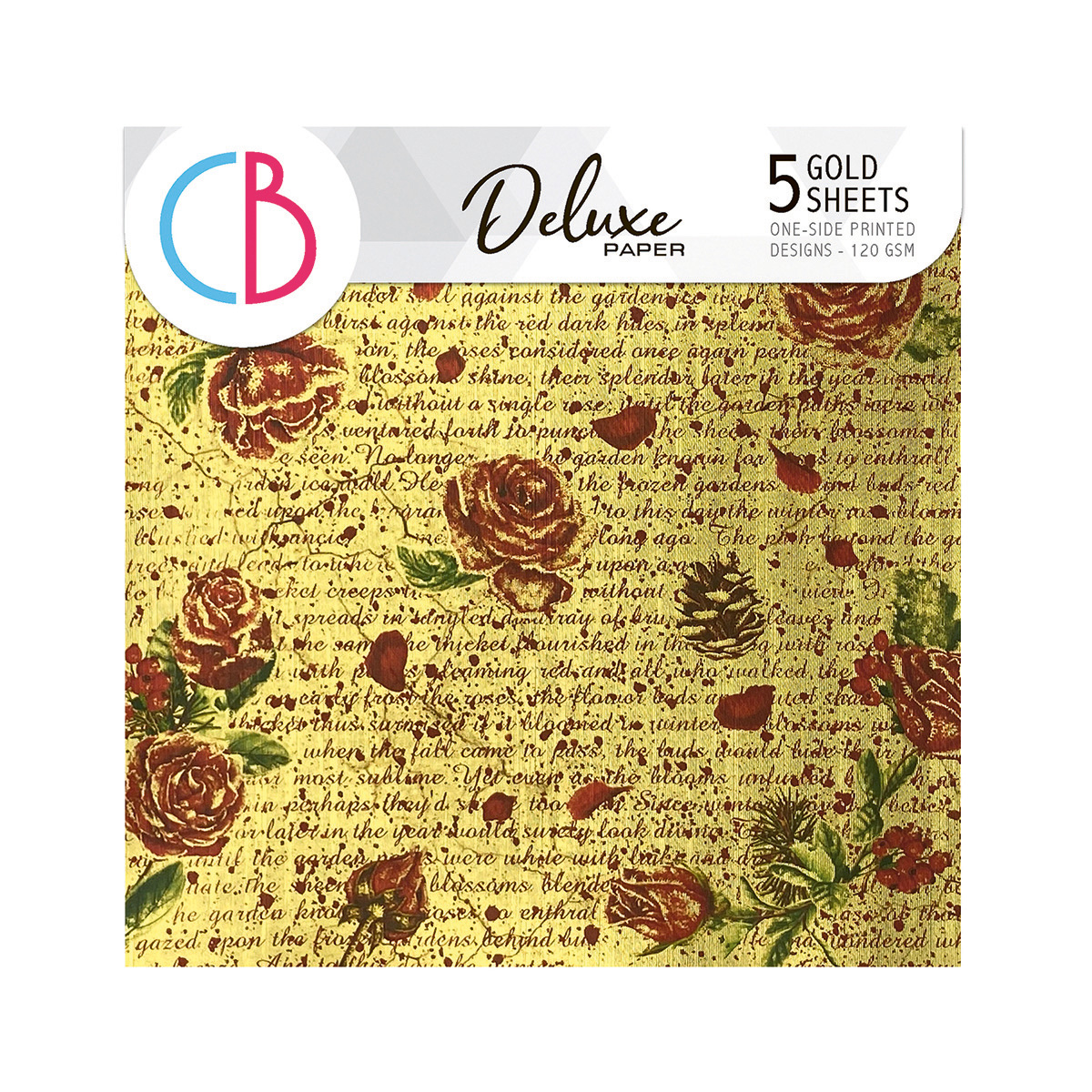 Frozen Roses  Deluxe Paper Gold 6"x6" 5/Pkg-1
