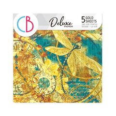 Papier de luxe Indigo doré 6"x6" 5 pces/paq.-1