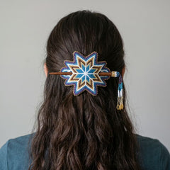 Blue Handmade Beaded Star Barrette-1