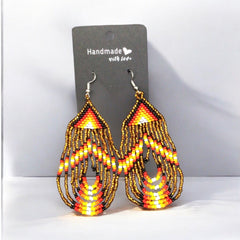 Golden Swoop Beaded earrings-2