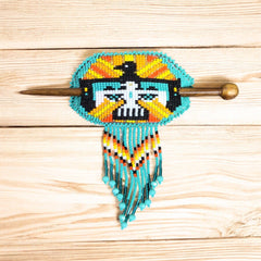 Eagle Fringed Beaded Barrette & Wooden Stick-2