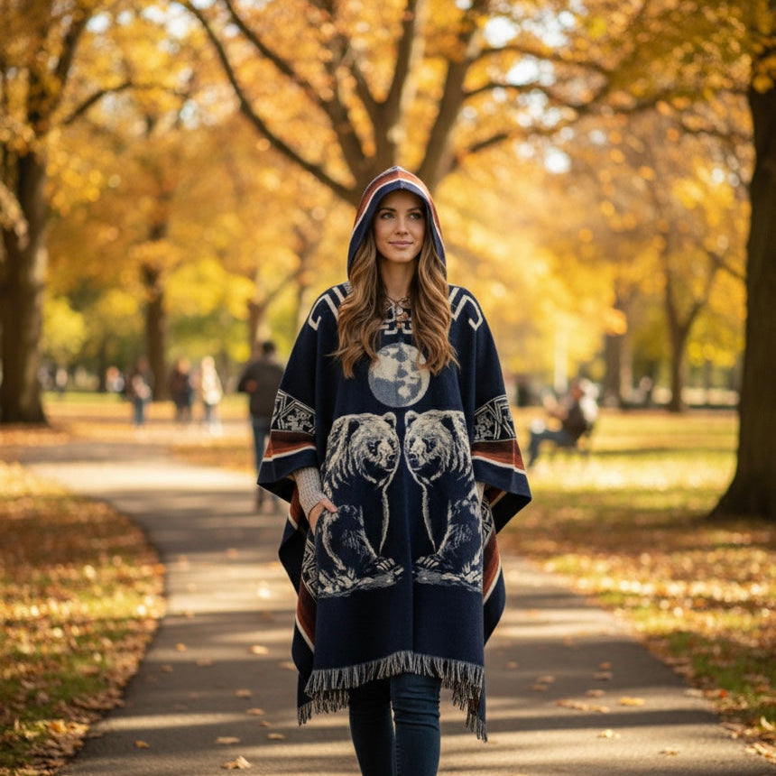 Bear HandMade Wool Poncho-3