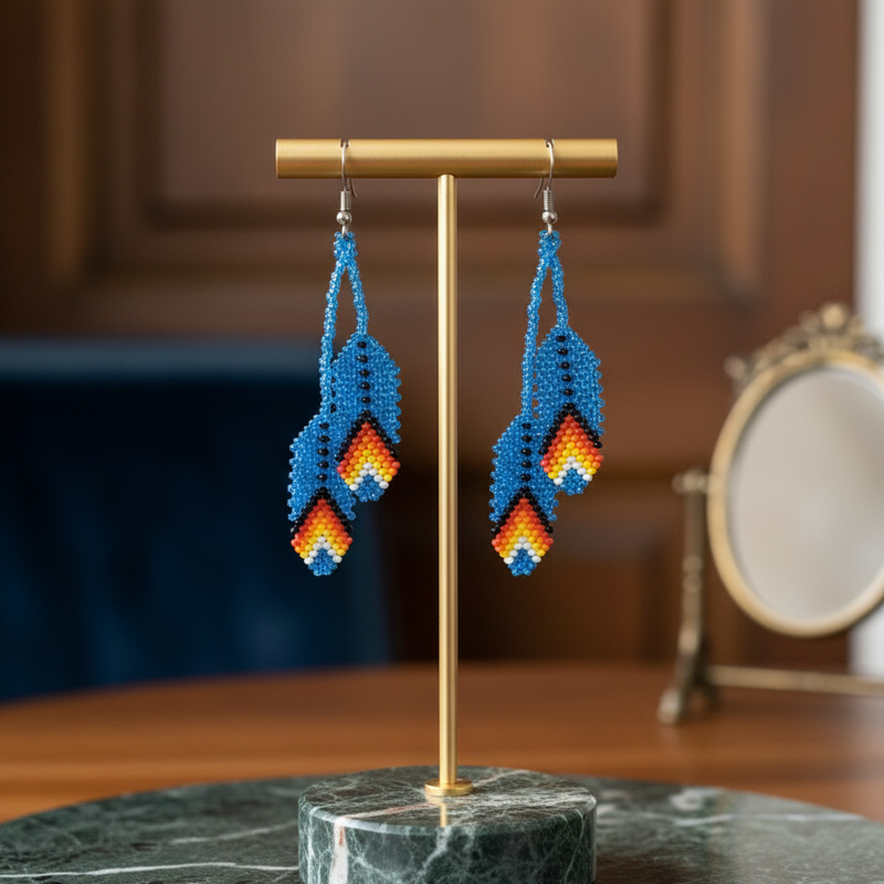 light blue feather earrings-2
