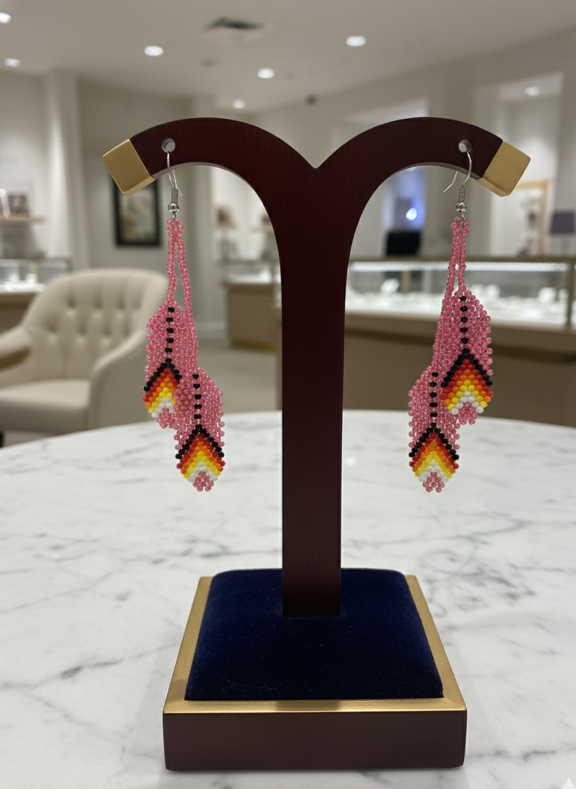 rose pink Beaded Earrings