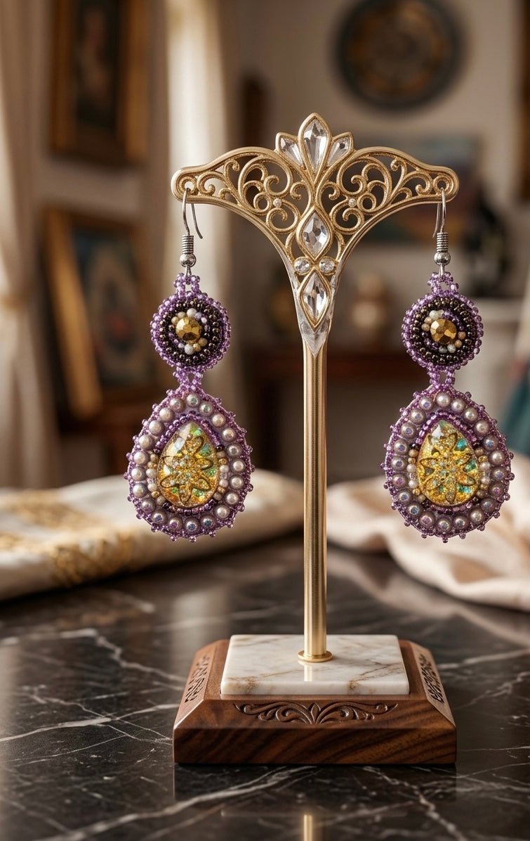 Drop Beaded Earrings. Yellow collection-2