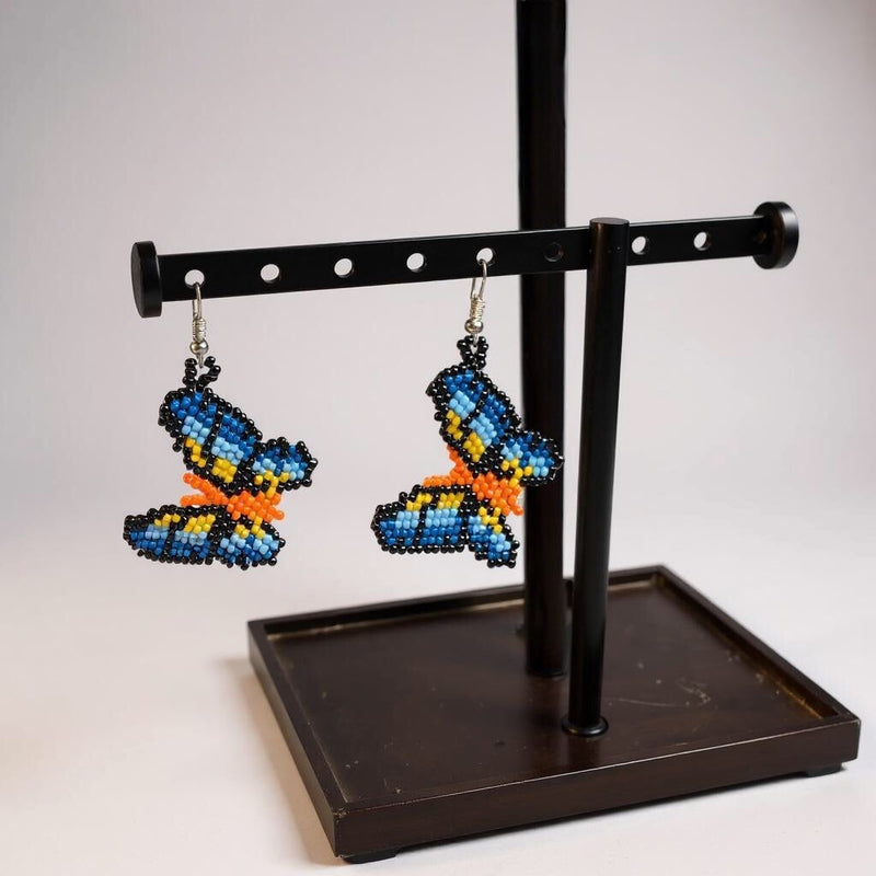 Orange Butterfly Beaded Earrings-2