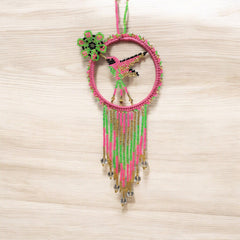 Pink and Green Native Beaded Hummingbird-2
