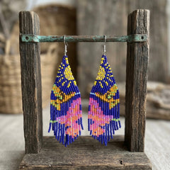 Blue Sky Dancer Beaded Earrings-8