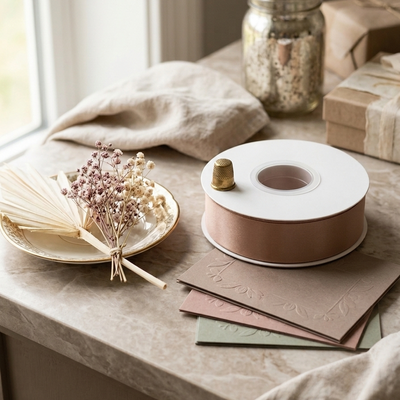 30 Meter Double Face Chocolate Brown #812 Ribbon Roll-1